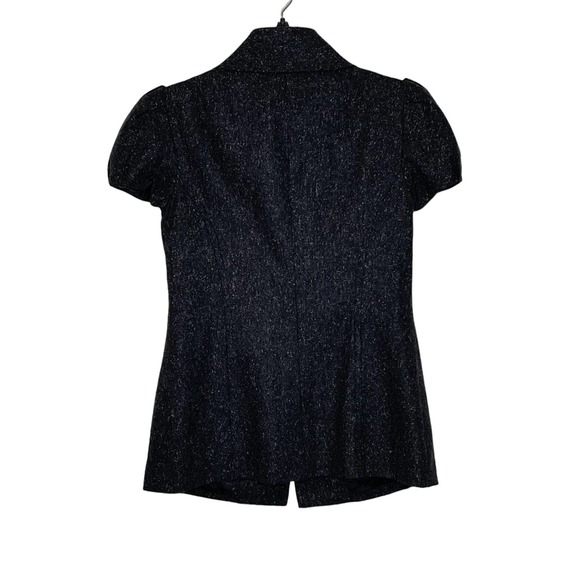 Trina Turk Inner Button SS Jacket Size 2 Gray With White Fleck Womens Wool Silk - Picture 6 of 6